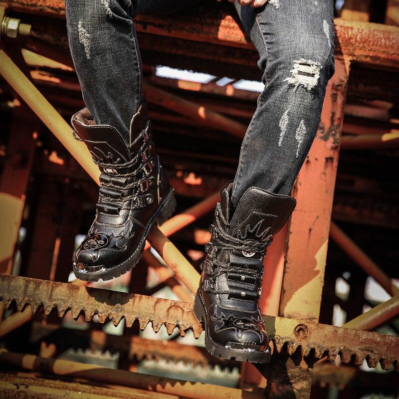 Black Skull Leather Boots | Skull Action