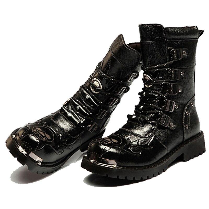 Black Skull Leather Boots | Skull Action