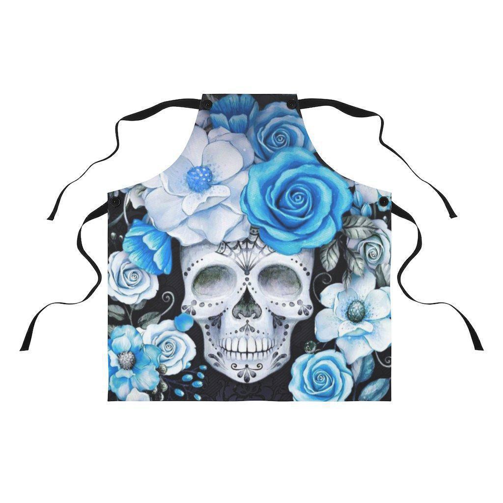 blue-flower-skull-apron