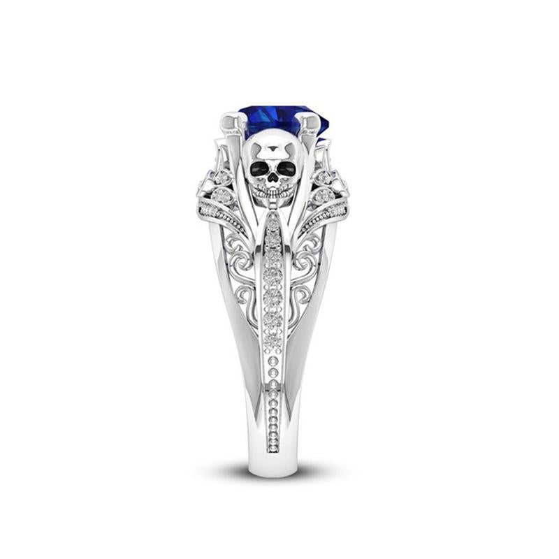 Blue Sapphire Skull Ring | Skull Action