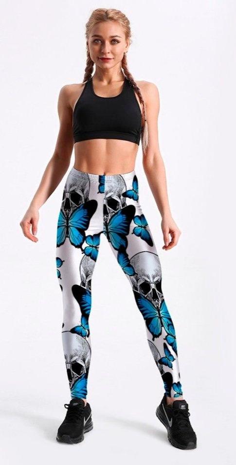 Blue Skull Leggings girl