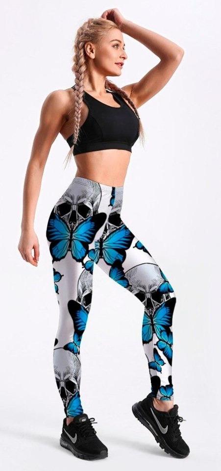 Blue Skull Leggings women