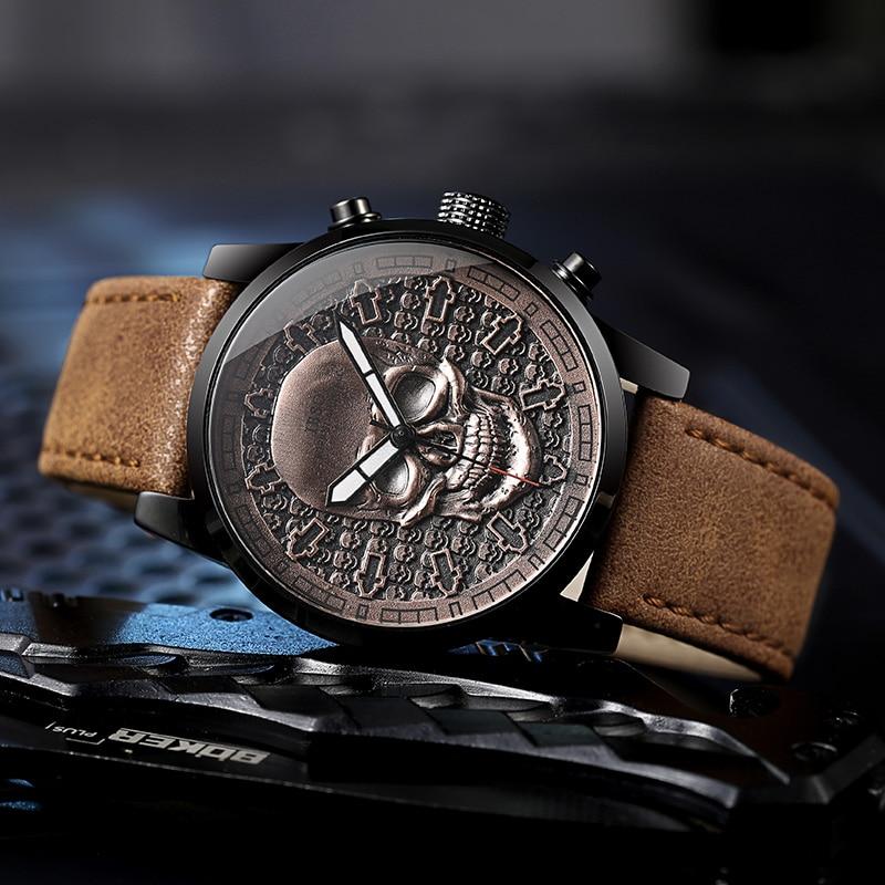 Bracelet Leather Skull Watch | Skull Action