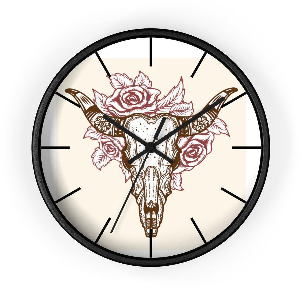 bull-skull-wall-clock