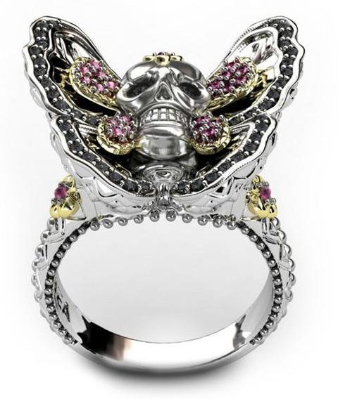 butterfly skull ring