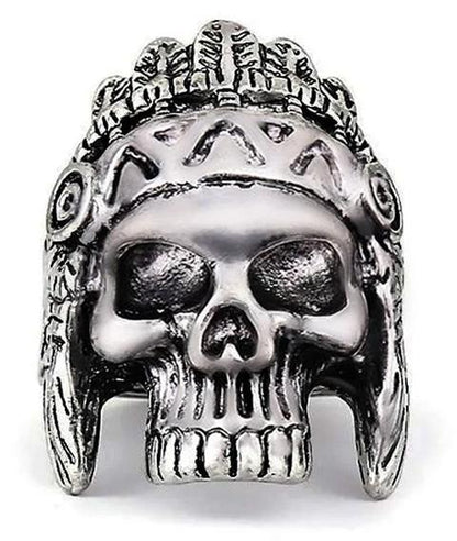 chief indian skull ring