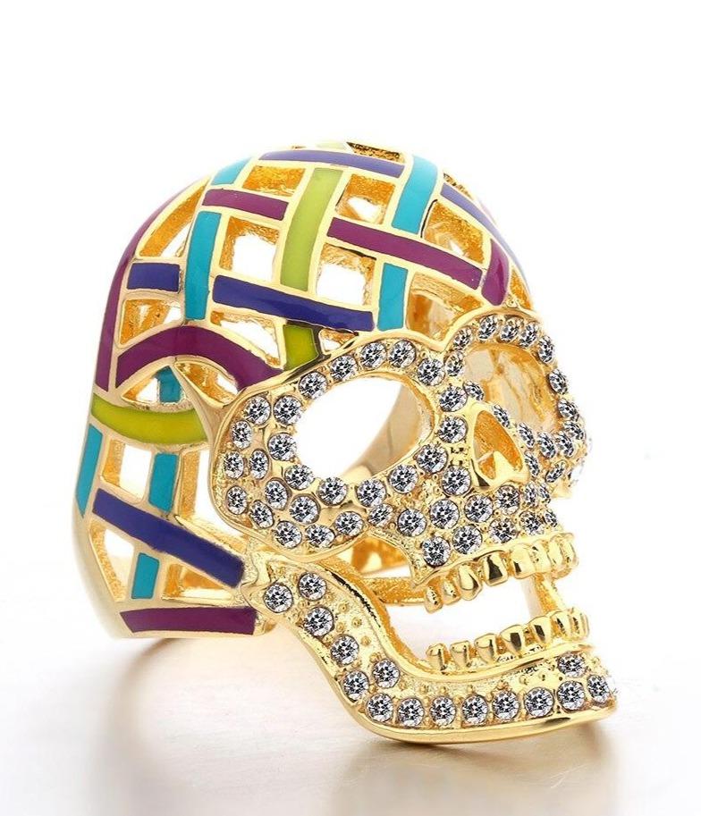 colorful skull ring