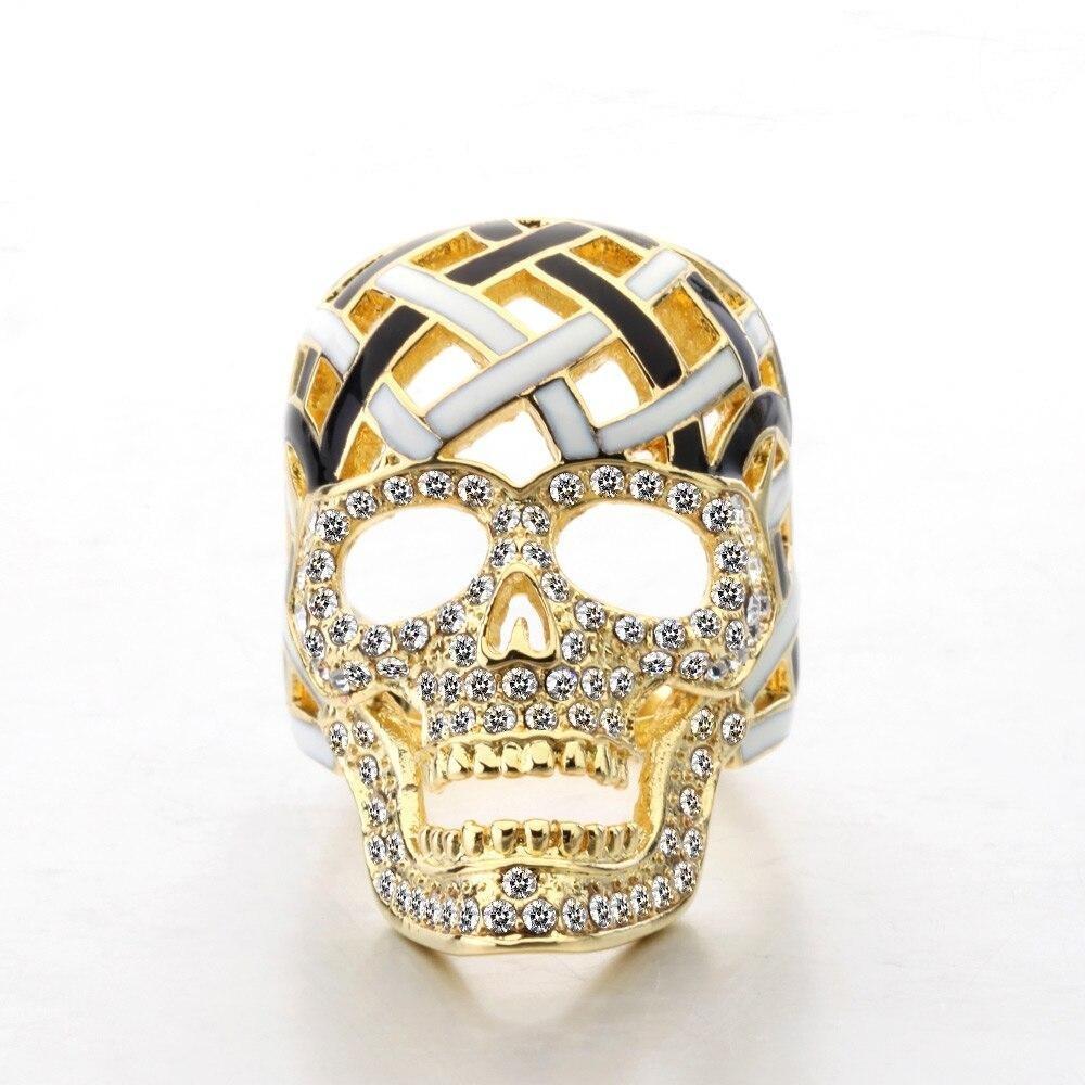 black and white skull ring