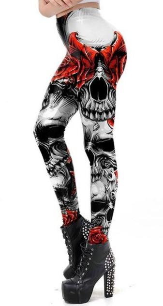 Never a dull skull cool bright colourful skull print running & fitness  leggings – Happystride