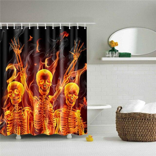 Flaming Skeleton Shower Curtain
