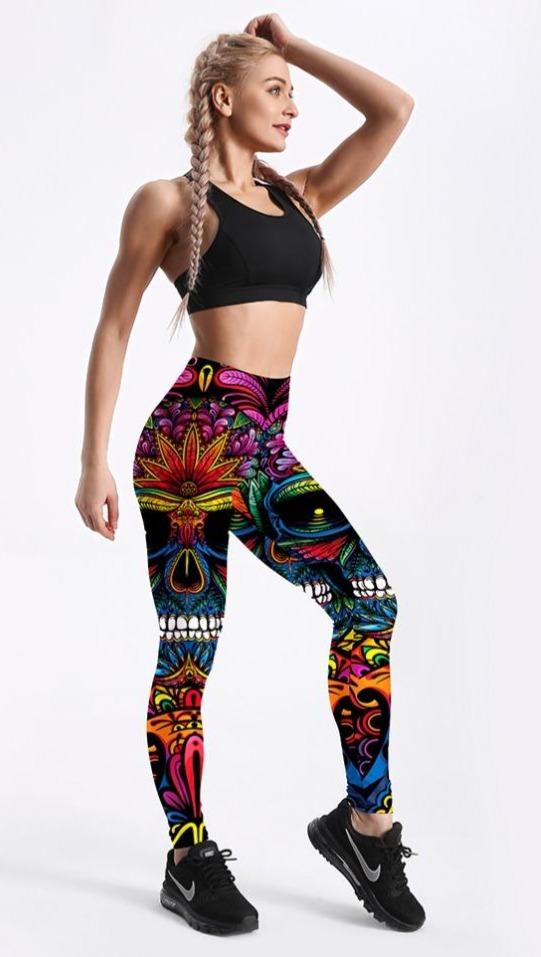 Floral Skull Leggings | Skull Action