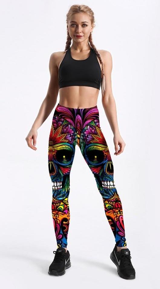 Floral Skull Leggings | Skull Action