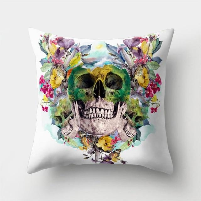 Floral Skull Pillow