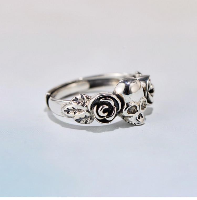 Floral Skull Ring Silver | Skull Action