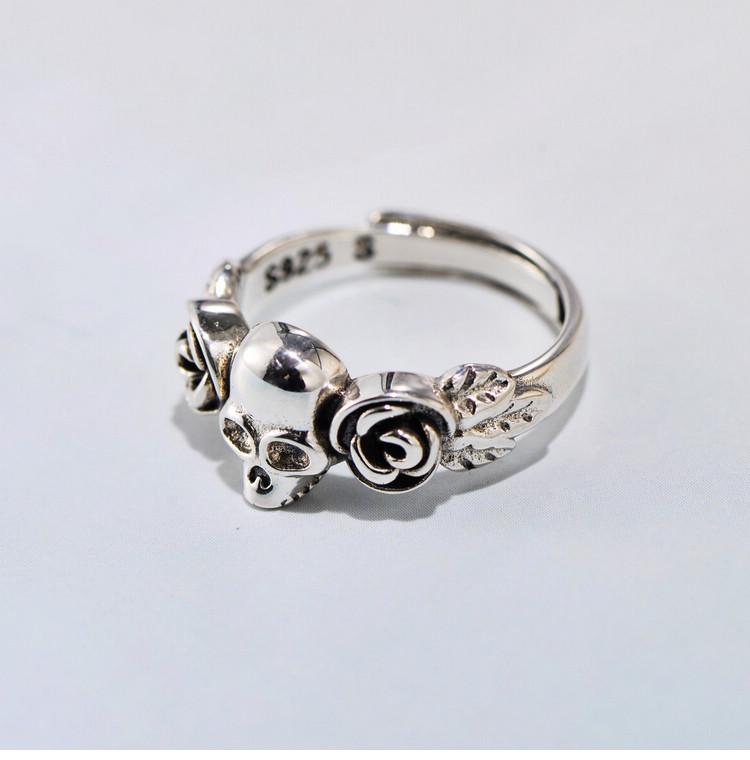 Floral Skull Ring Silver | Skull Action