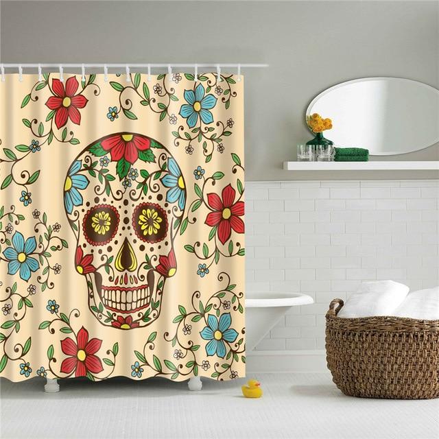 Flower Skull Shower Curtain
