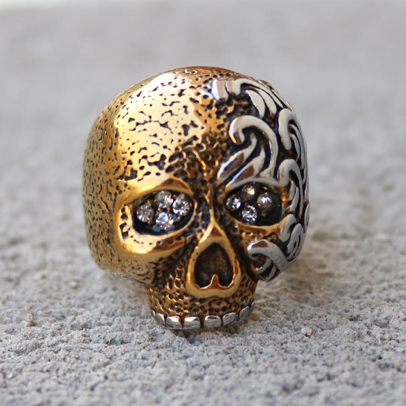 Gold skull ring on sale with diamond eyes