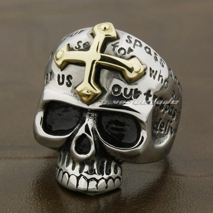 Golden Cross Skull Ring | Skull Action