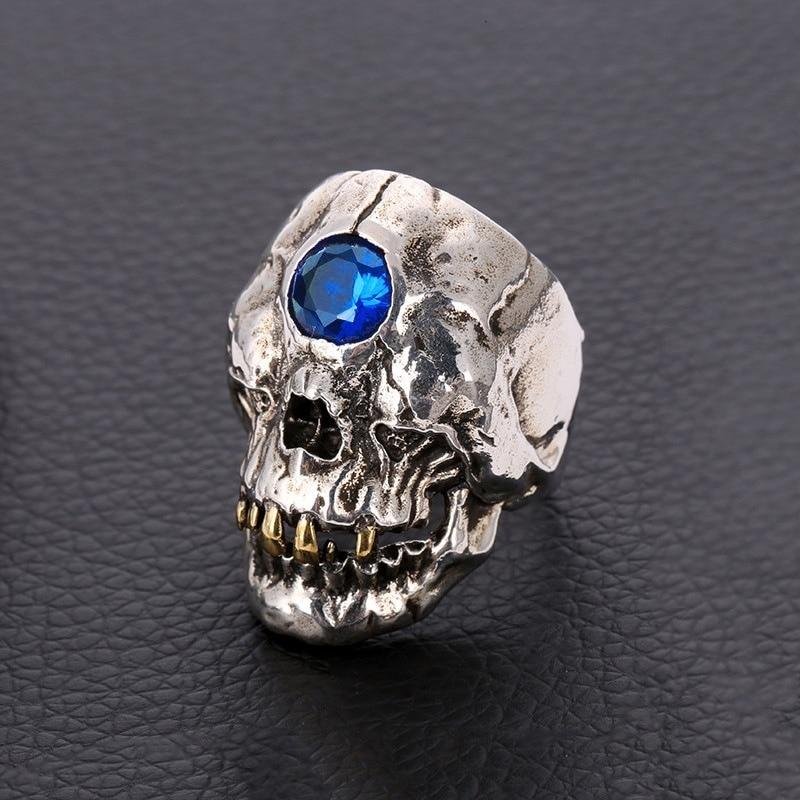 blue sapphire skull ring