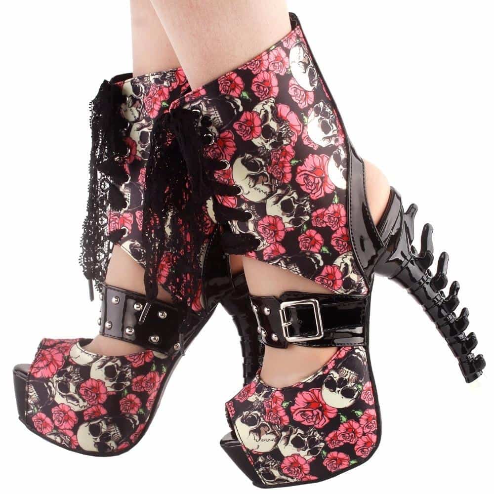 Gothic High Heels Boots | Skull Action