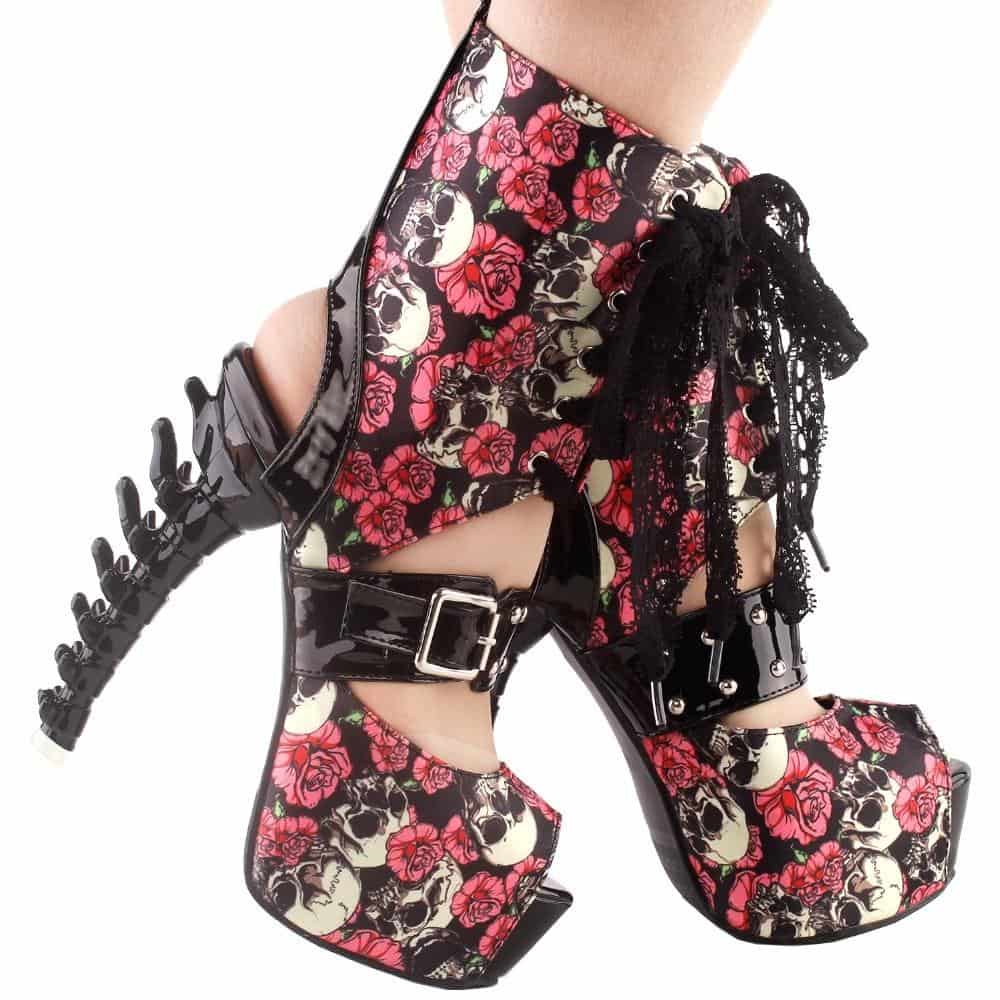 Gothic High Heels Boots | Skull Action