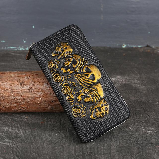 Gothic Leather Wallet | Skull Action