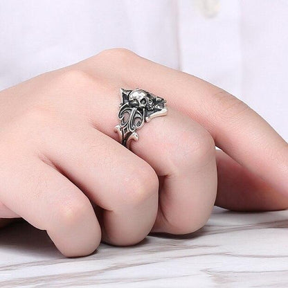Gothic Sterling Silver Ring | Skull Action