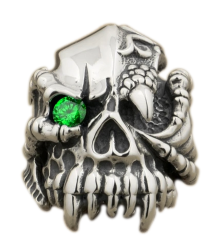 Skull Ring Green Predator
