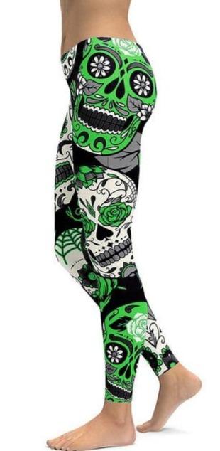 green skull leggings