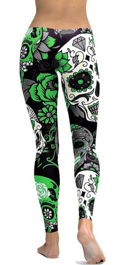 green skull leggings mexicain