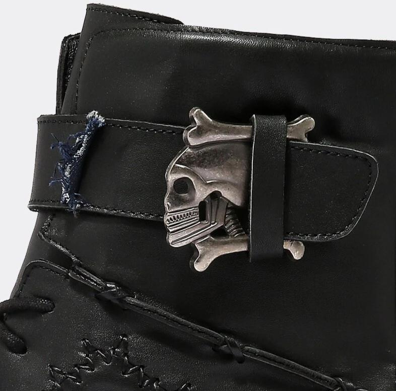 Handmade Leather Skull Boots | Skull Action