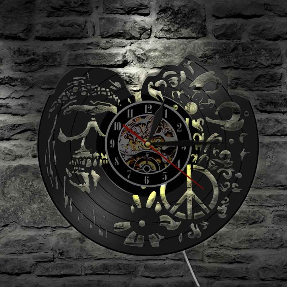 Hippie Wall Clock | Skull Action