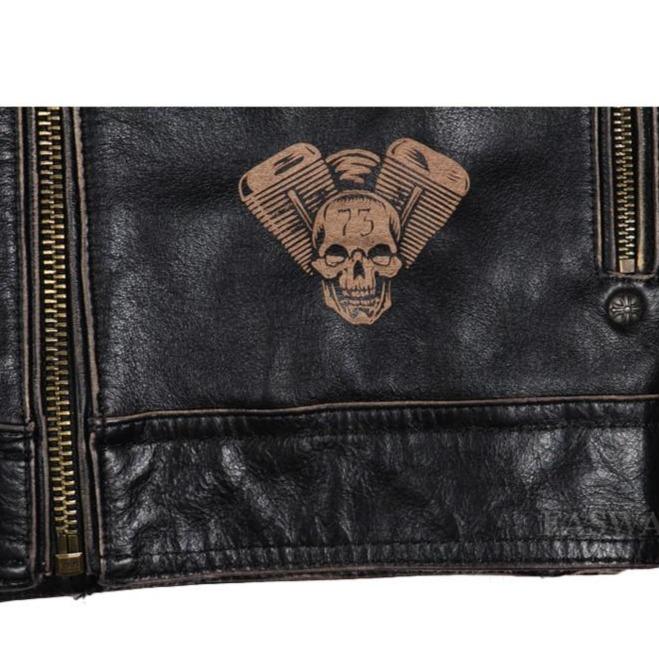 Icon skull leather on sale jacket