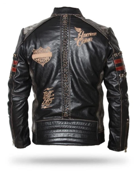 Icon Skull Leather Motorcycle Jacket | Skull Action