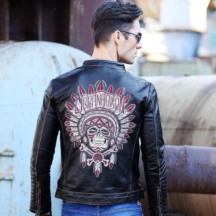 Affliction skull leather jacket sale