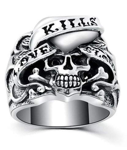 large skull ring silver