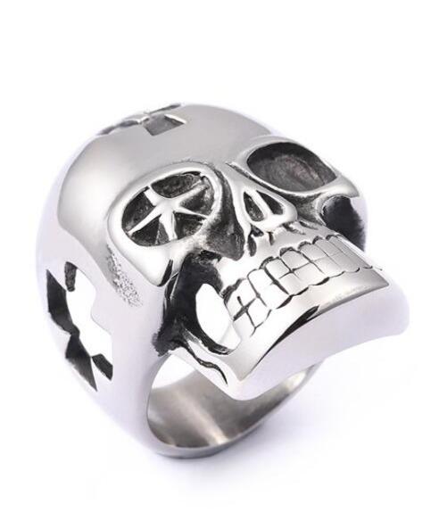 large stainless steel skull ring