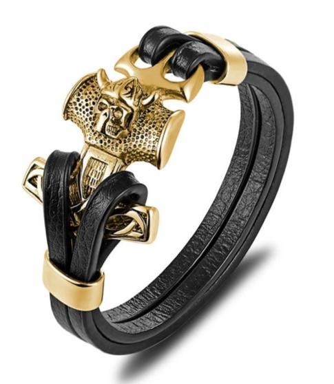 Leather Bracelet Viking | Skull Action