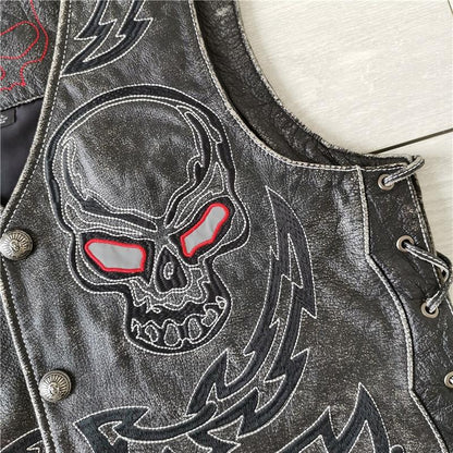 Leather Jacket With Skull On Back | Skull Action