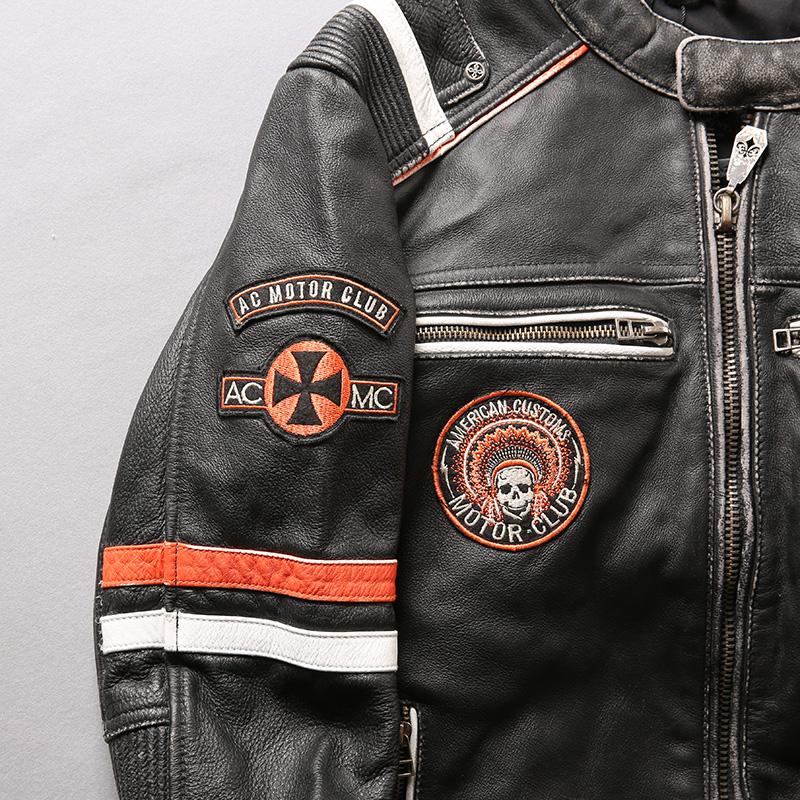 Leather Motorcycle Jacket With Skulls | Skull Action