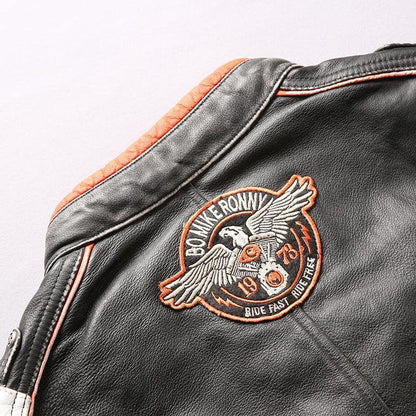 Leather Motorcycle Jacket With Skulls | Skull Action
