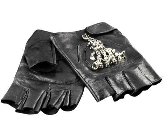 Leather Skeleton Motorcycle Gloves