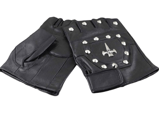 Leather Skull Motorcycle Gloves