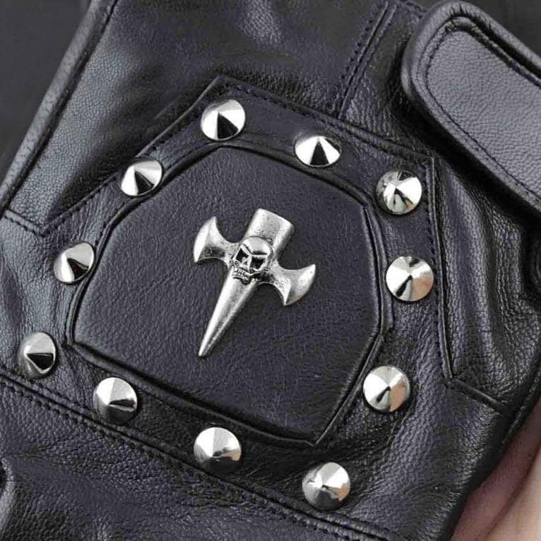 Leather Skull Motorcycle Gloves | Skull Action