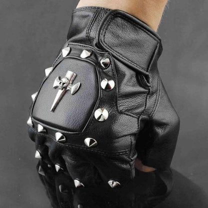 Leather Skull Motorcycle Gloves | Skull Action