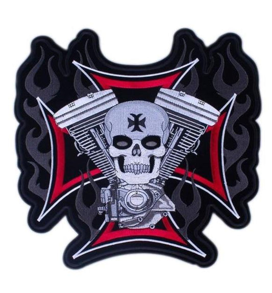 Skull Skelton Crossbones Bikers Rockers Pirate Fire Goth Iron Sew On Patch  Badge