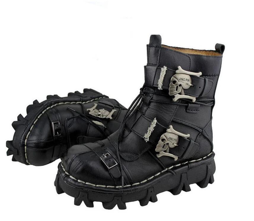 Leather Steampunk Boots | Skull Action