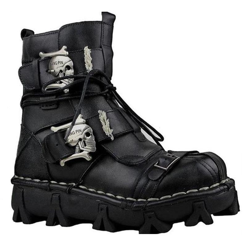 Leather Steampunk Boots | Skull Action