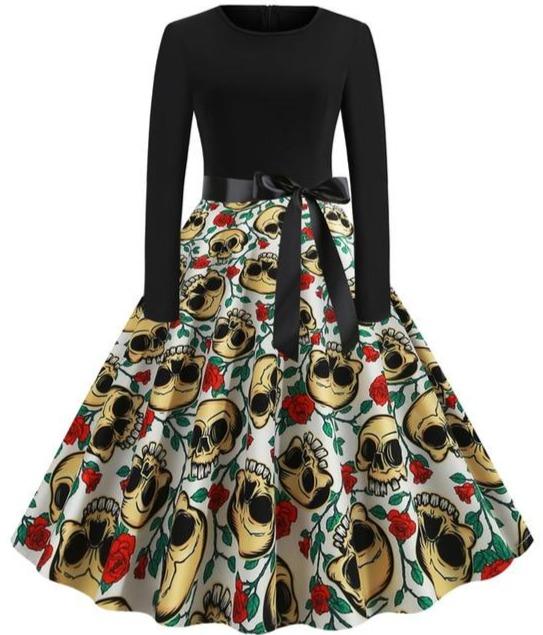 Long Sleeve Skull Dress | Skull Action