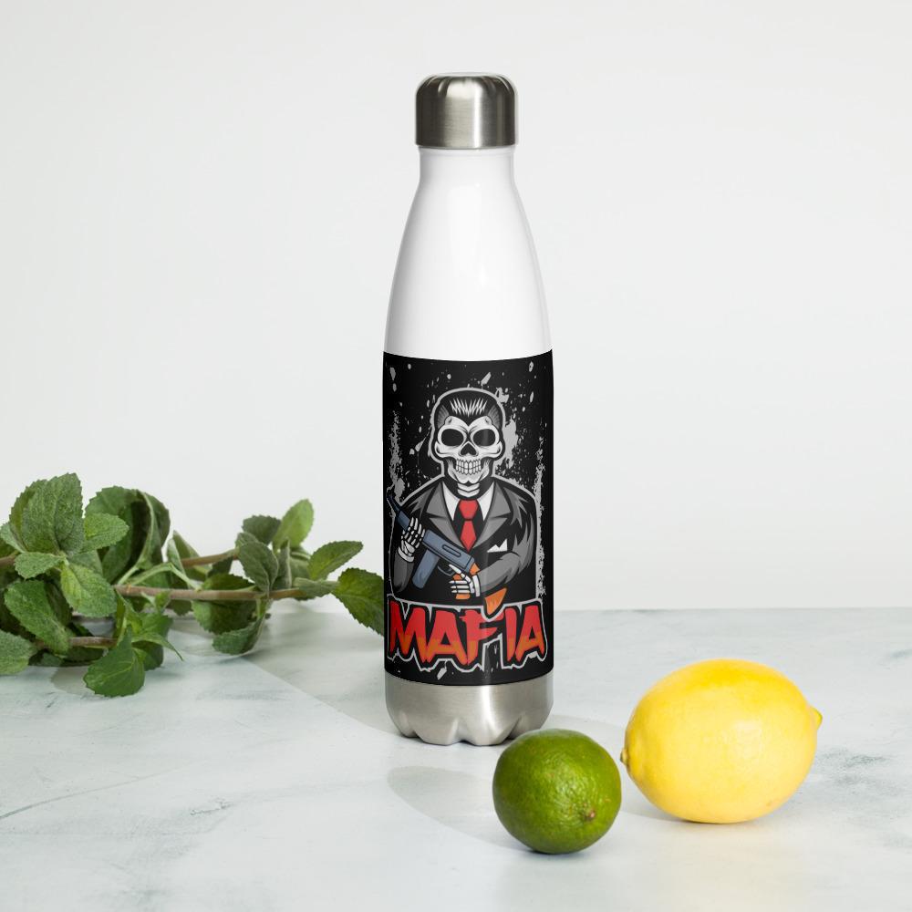 mafia-skull-water-bottle-print